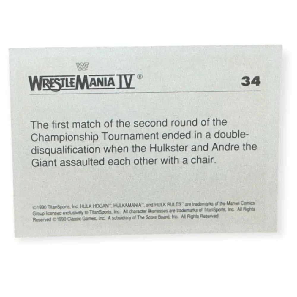Topps 1990 WrestleMania Ringside Chair Hulk Hogan &‎ Andre Giant Trading Card